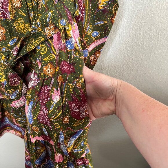 Ulla Johnson Womens Devya Green Floral Print Puff Sleeve Cotton Mini Dress 10 - Picture 7 of 11